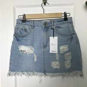 Forever 21 Distressed Denim Mini Skirt size S